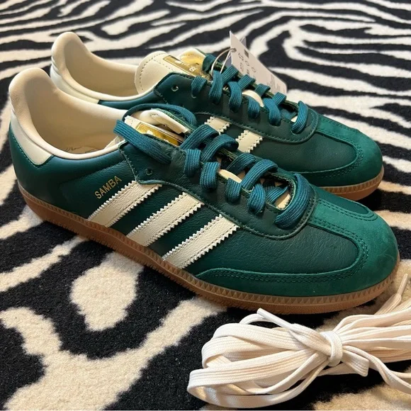 NWT Adidas Samba OG W Collegiate Green Cream White Sneakers Size Women’s 8 - Picture 8 of 16